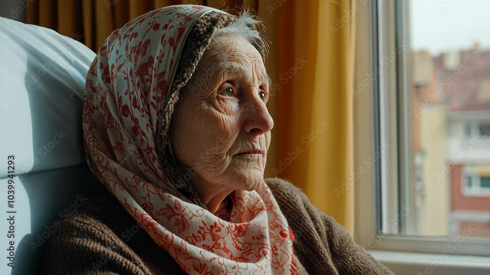 Portrait of a Pensive Elderly Woman by the Window Portrait of a Pensive Elderly Woman by the Window