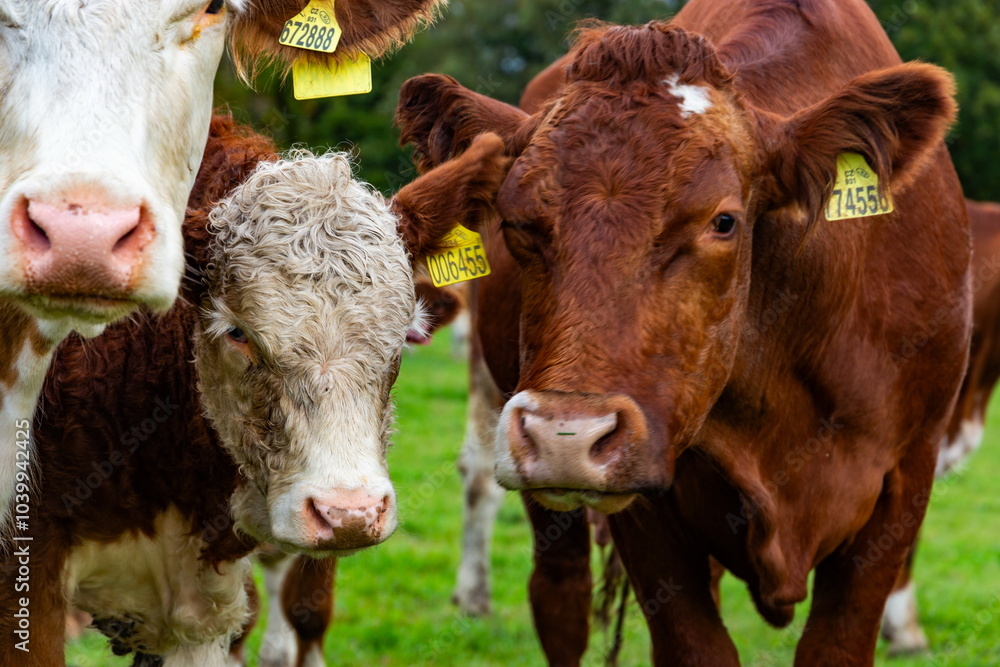 Cows grazing in the pasture