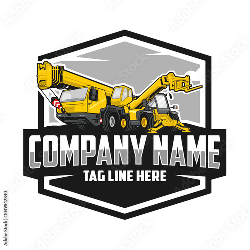 Mobile Cranes, Telehandler, Illustration Logo Vector