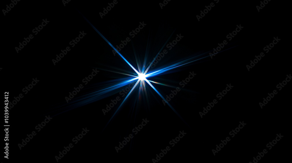 Bright blue starburst light effect on a black background Bright blue starburst light effect on a black background