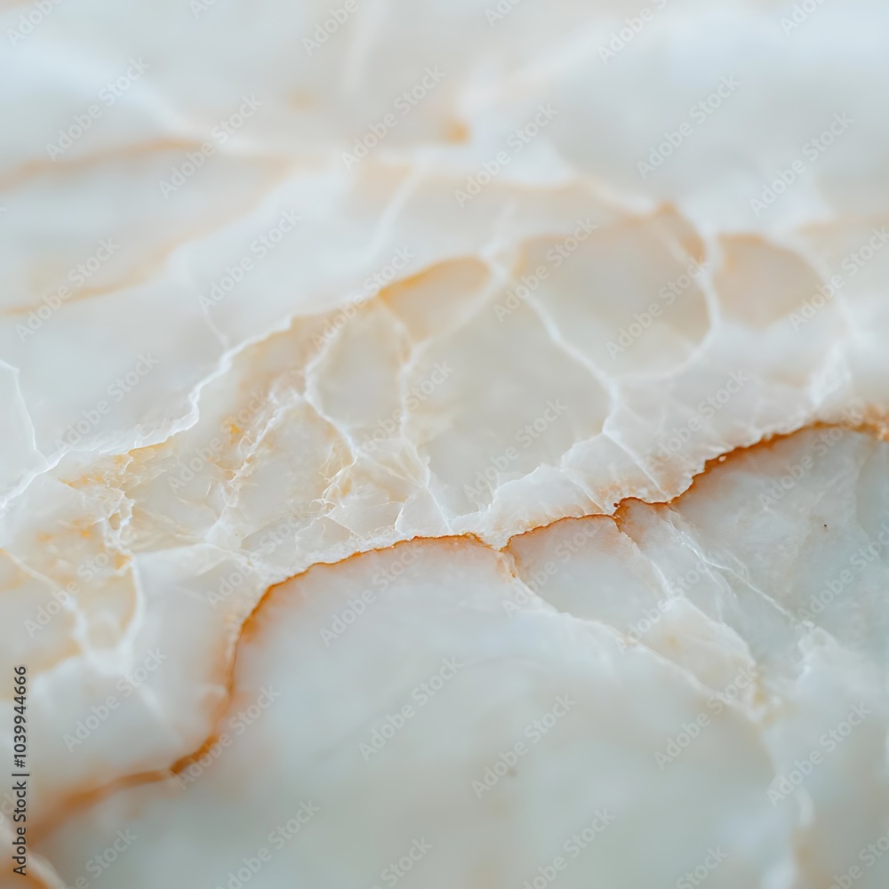 A close-up view of a textured marble surface featuring soft white tones with delicate beige lines. A close-up view of a textured marble surface featuring soft white tones with delicate beige lines.