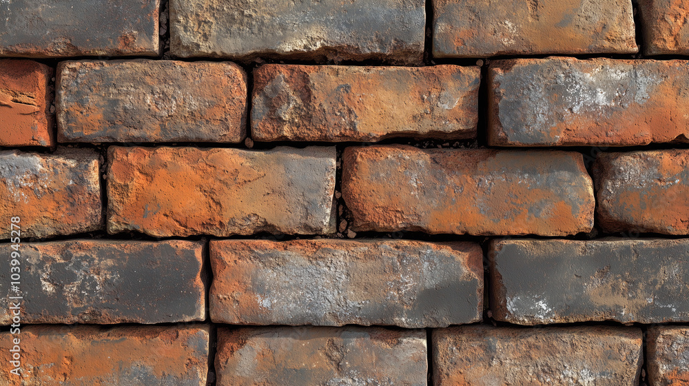 Weathered red brick wall with rough aged texture Weathered red brick wall with rough aged texture