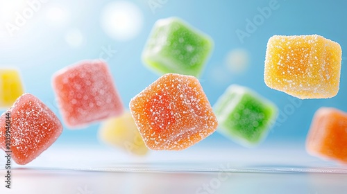 Vibrant Assorted Colorful Sweets in Mid-Air