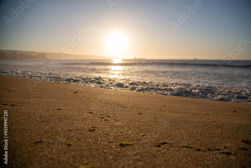 Sunset at vina del mar, valparaiso, Chile photo