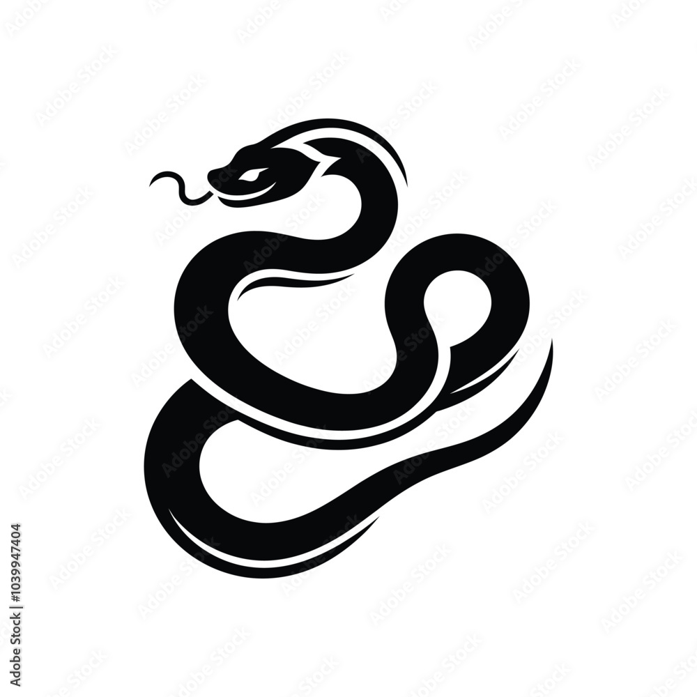 Fototapeta premium Lunar New Year Snake Silhouette Vector Icon for Year of the Snake Festive Designs