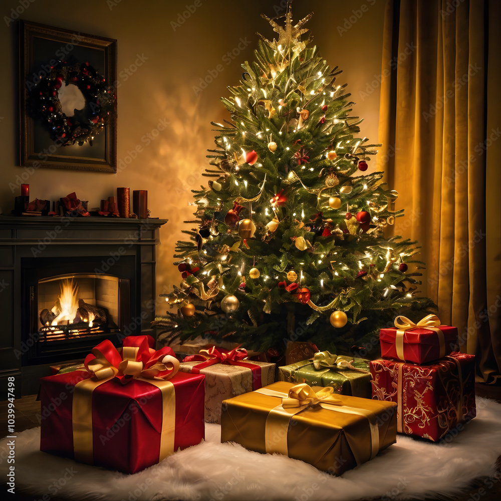 christmas tree with presents christmas tree with presents