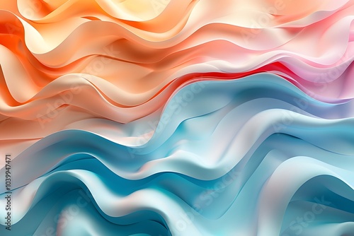 Wallpaper Mural Flowing Waves of Colorful Fabric Textures in Soft Pastels Torontodigital.ca