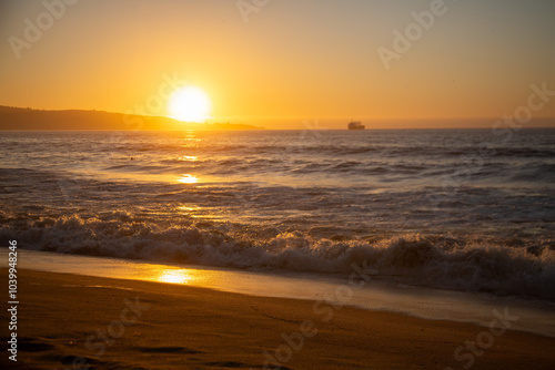 Sunset at vina del mar, valparaiso, Chile