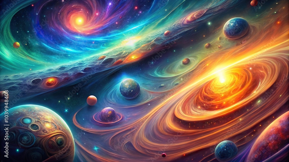 Close-Up Vibrant background with swirling patterns and shooting stars Close-Up Vibrant background with swirling patterns and shooting stars