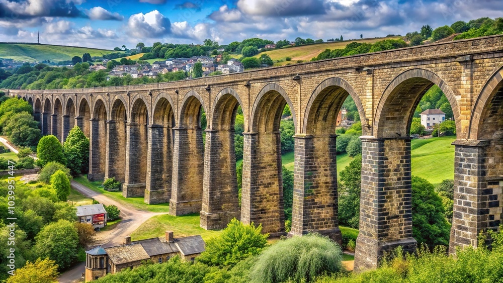 Fototapeta premium Close-up view of Accrington railway viaduct in Lancashire, UK