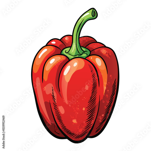 Paprika Hand-Drawn in Watercolor Style Artistic Illustration on White Background