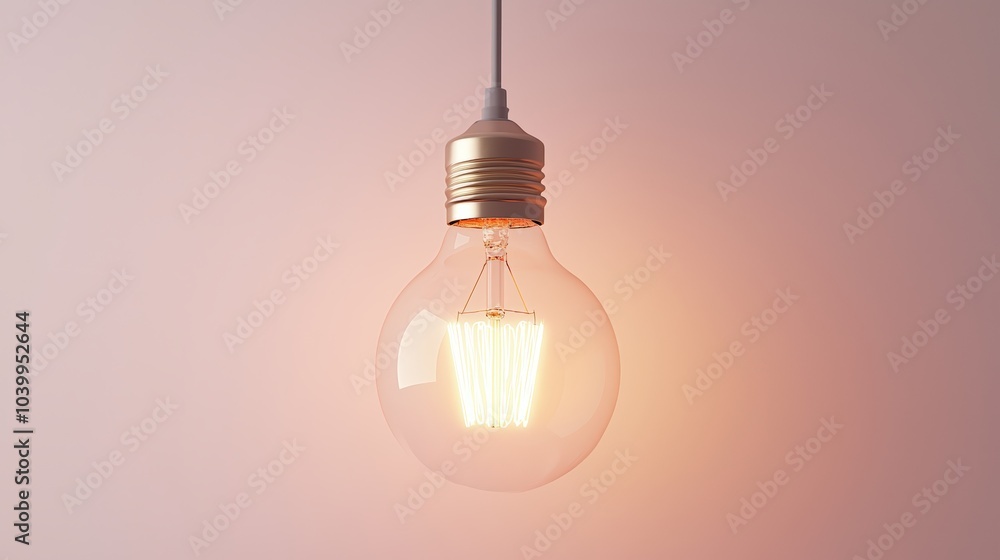 Glowing lightbulb on pink Glowing lightbulb on pink