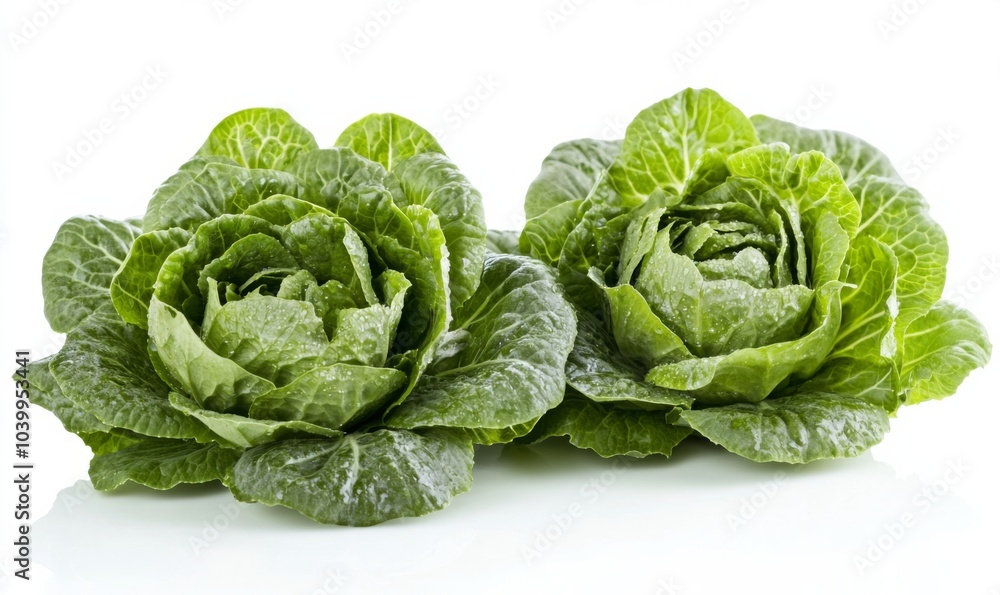 Obraz premium Green butterhead lettuce cabbage isolated on white background