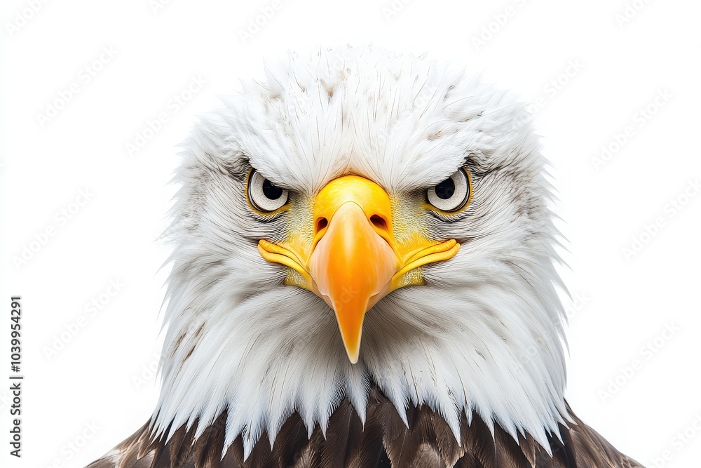 An eagle stares intently, its sharp eyes glimmering with focus. An eagle stares intently, its sharp eyes glimmering with focus.