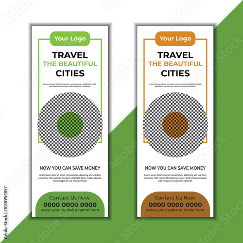 Modern Travel business agency x stand rollup pullup retractable signage banner design vector template