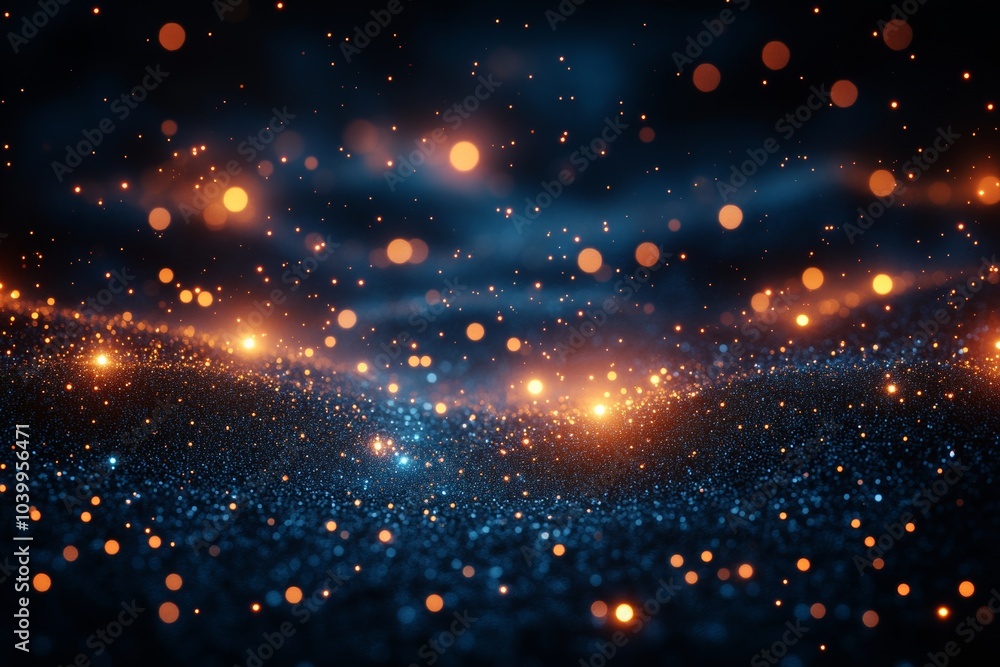 Gold, blue, and black glitter lights on a defocused background Gold, blue, and black glitter lights on a defocused background