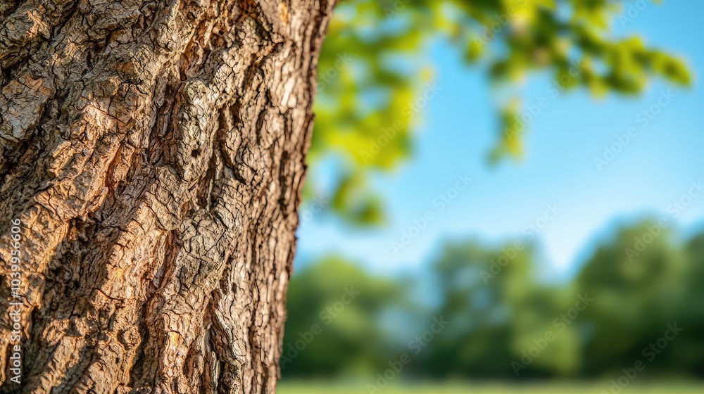 Close-up of textured tree bark against a blurred green background. Close-up of textured tree bark against a blurred green background.