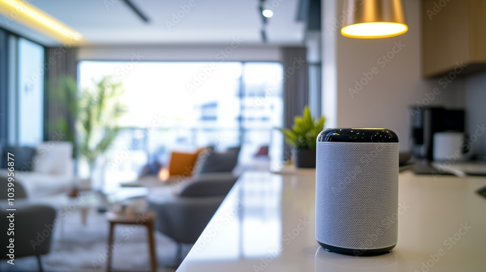 A high-tech smart home environment with voice-activated appliances and automated systems, Modern style, photo of A high-tech smart home environment with voice-activated appliances and automated systems, Modern style, photo of