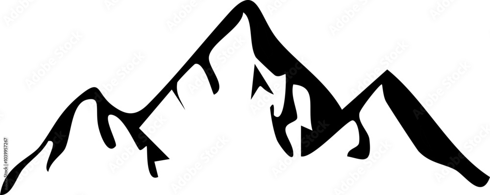 Mountain ridge, snowy peak, line wild nature. Hand drawn landscape, map line contour. Rocky mountains landscape design, icon Mountain ridge, snowy peak, line wild nature. Hand drawn landscape, map line contour. Rocky mountains landscape design, icon