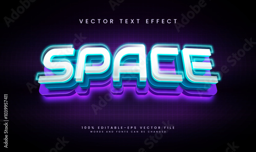 Modern space editable vector text effect, with blue and purple combination color. Suitable for modern technology concept.