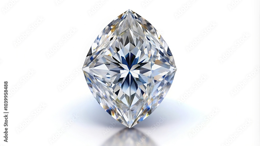 Close-up view of marquise cut diamond on white background Close-up view of marquise cut diamond on white background