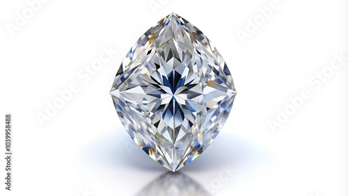 Close-up view of marquise cut diamond on white background