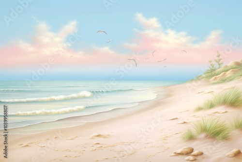 Wallpaper Mural Painting of beach border landscape outdoors horizon. Torontodigital.ca