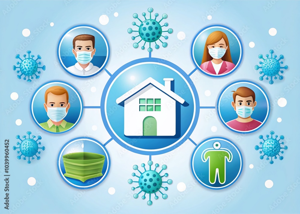 Fototapeta premium Essential Virus Protection Symbols for Health and Safety Awareness