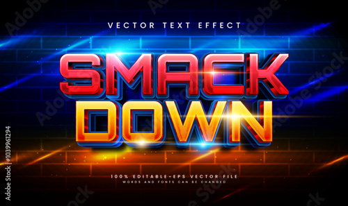 Smack down elegant editable vector text effect. Suitable for strong fighter competition theme.