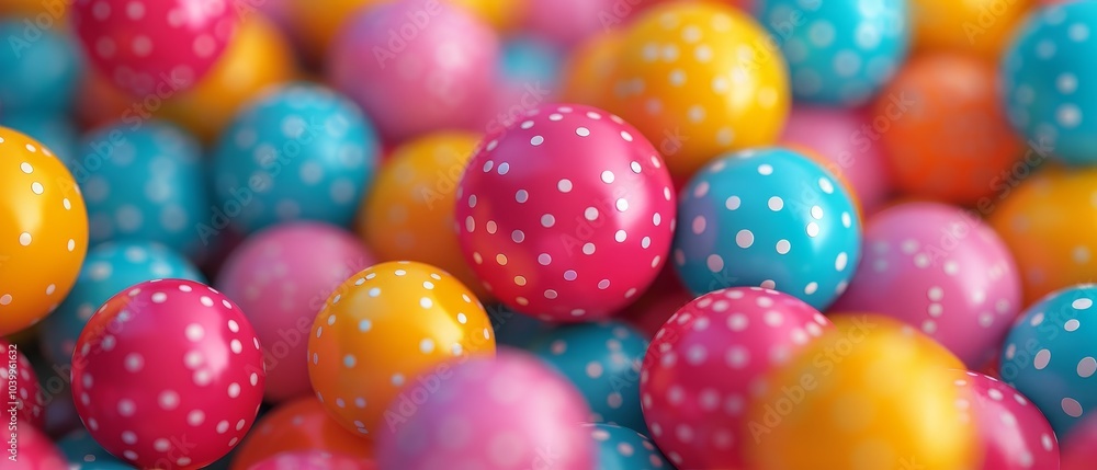 Colorful Polka Dot Balls on Vibrant Background Colorful Polka Dot Balls on Vibrant Background