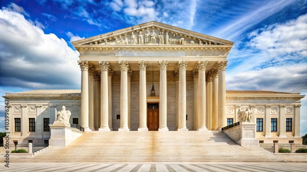 Obraz premium Close-up view of the Supreme Court building facade
