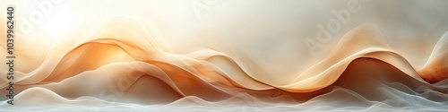 Abstract waves in warm tones, evoking a serene landscape.