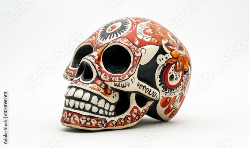 Mexican skull tradition isolated on white background