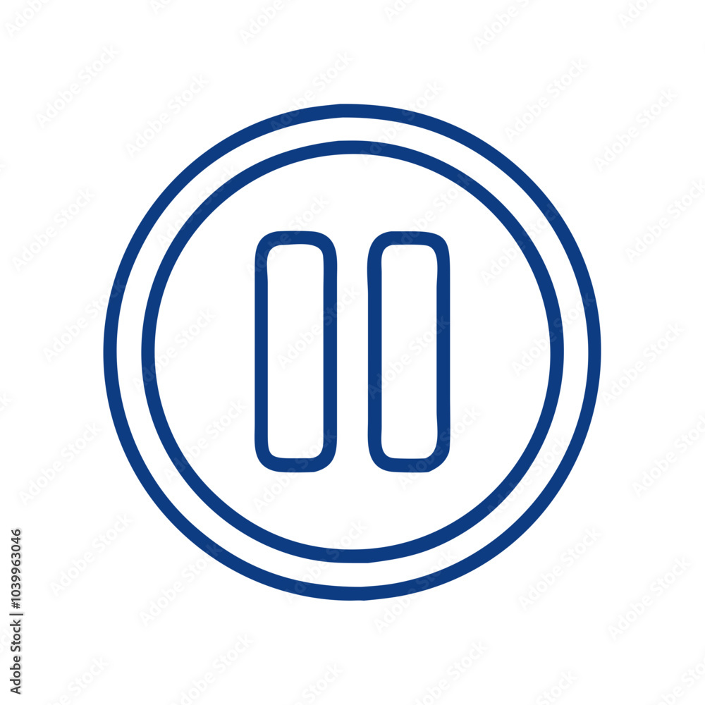 Pause button icon in a circular design for media control Pause button icon in a circular design for media control