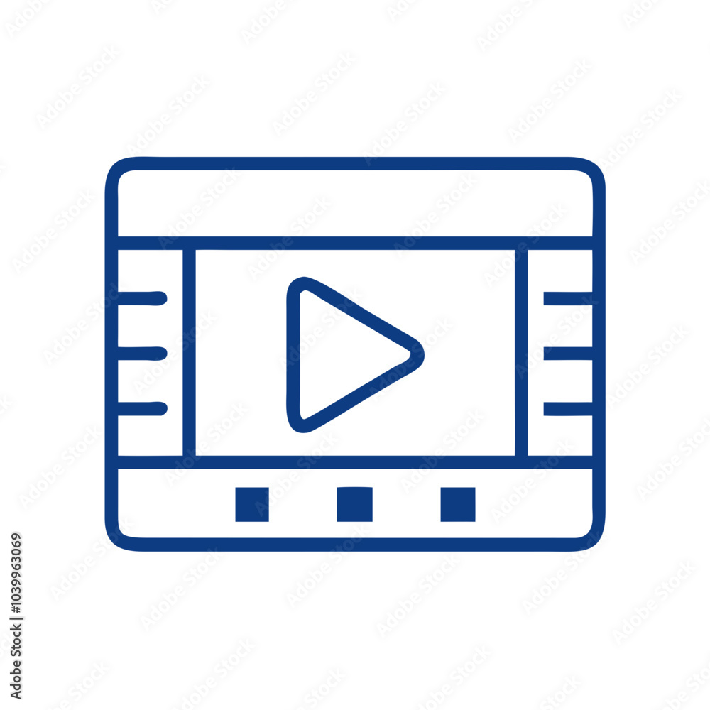Film strip with a play button icon for video content display Film strip with a play button icon for video content display