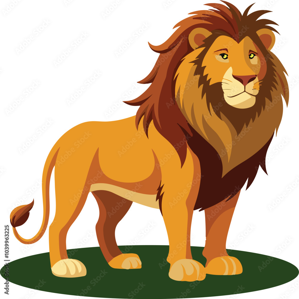 A lion is standing, cartoon lion illustration A lion is standing, cartoon lion illustration
