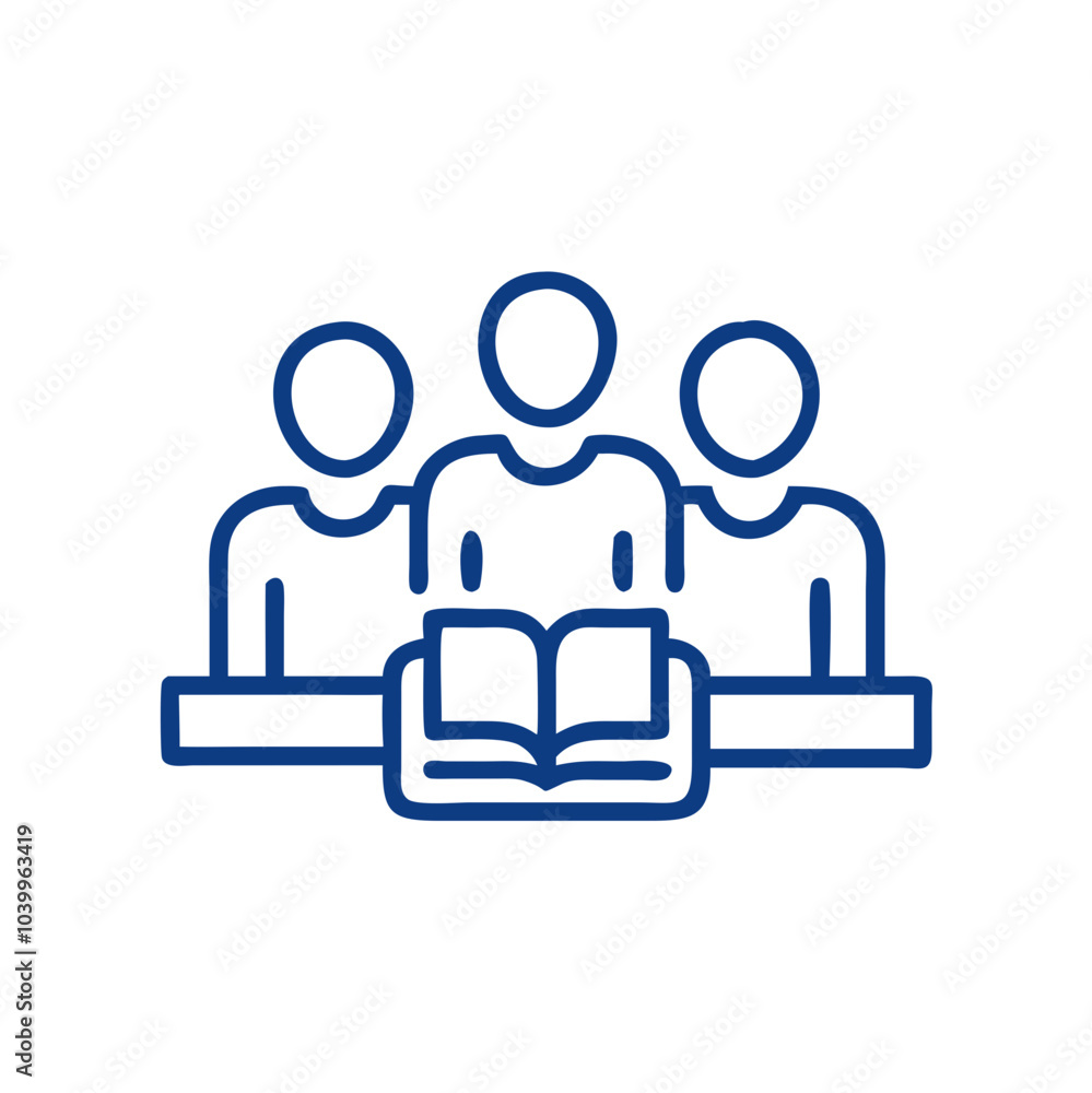 Blue vector study group icon with open book design Blue vector study group icon with open book design