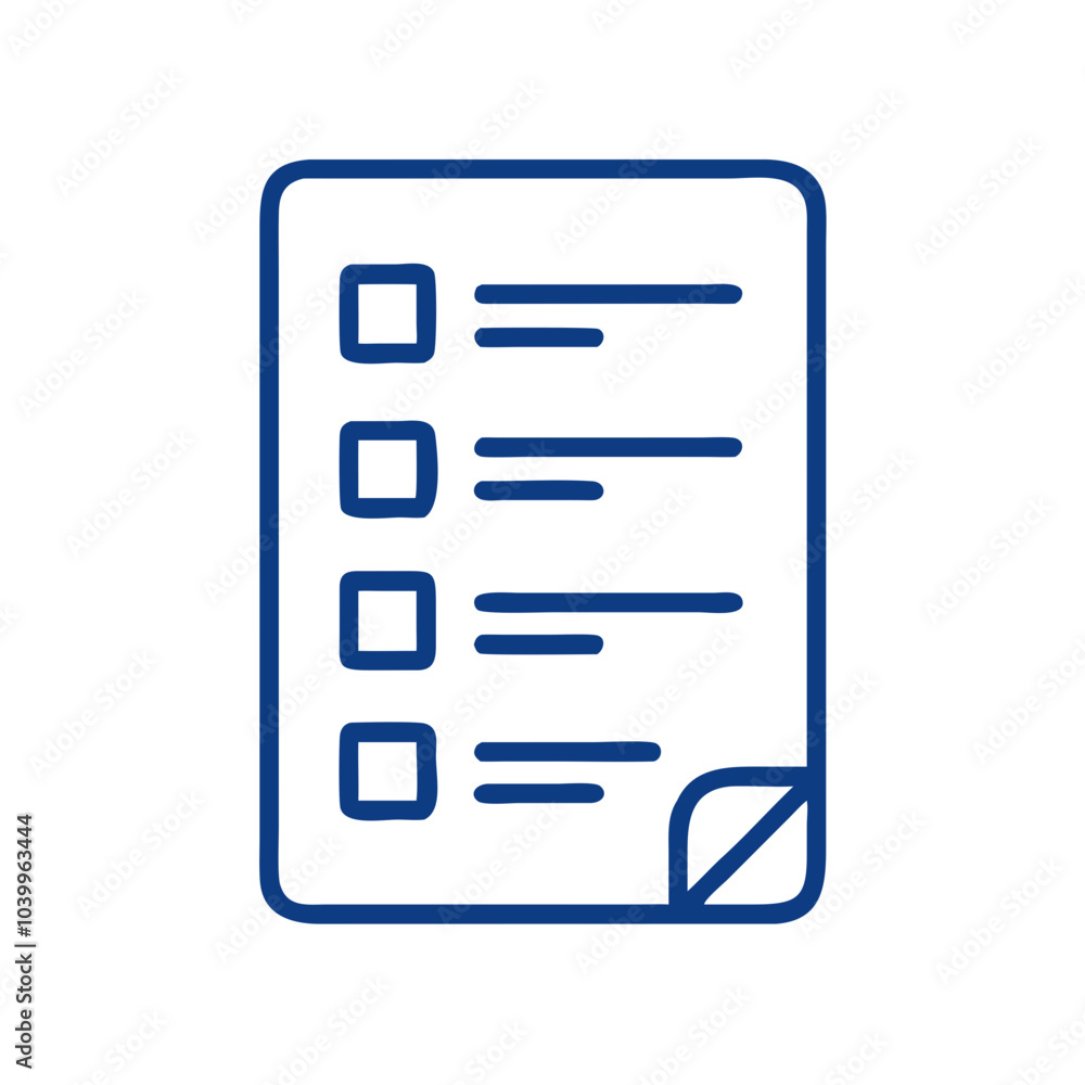Blue vector test paper icon with checkboxes design Blue vector test paper icon with checkboxes design
