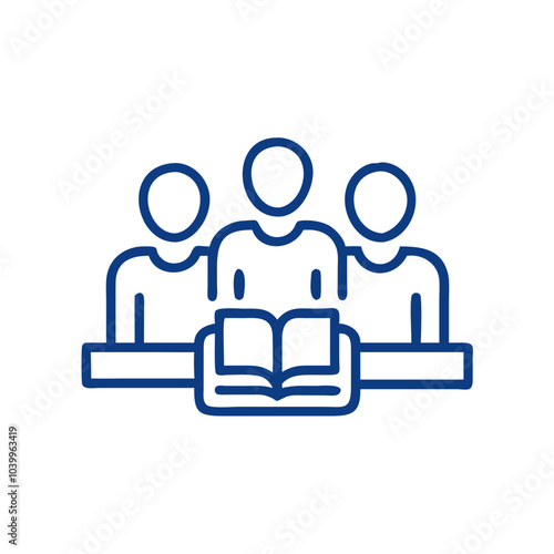 Blue vector study group icon with open book design