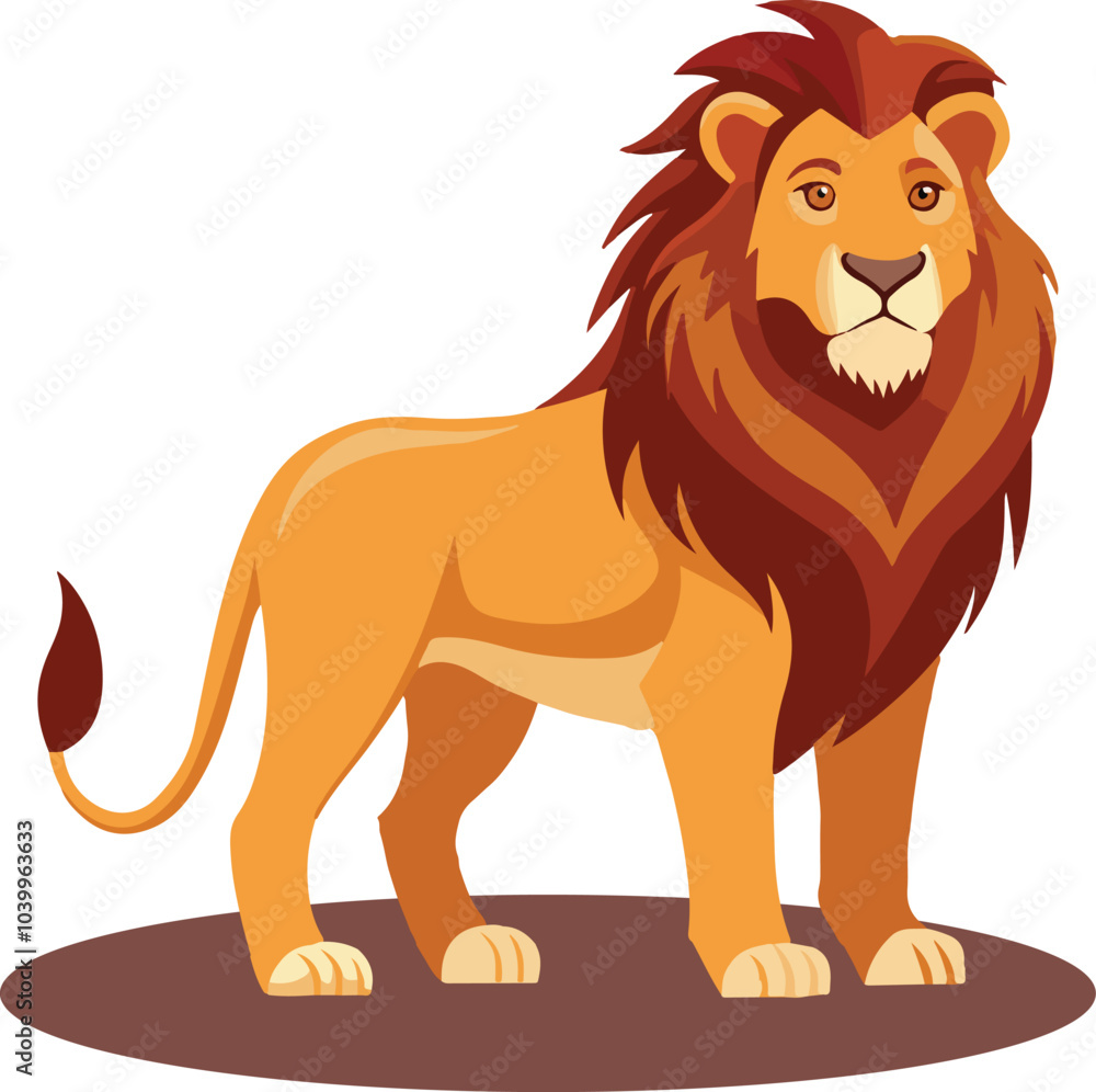 A lion is standing, cartoon lion illustration A lion is standing, cartoon lion illustration