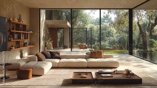 Neutral Toned Living Room with Soft Couch