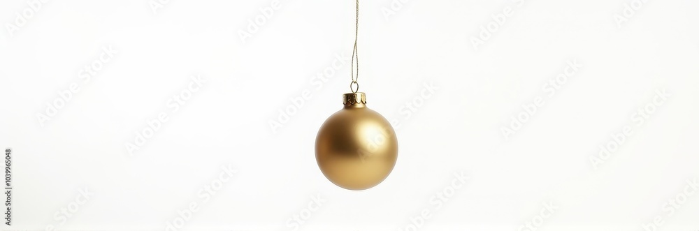 Elegant Gold Christmas Ornament on Bright White Background Elegant Gold Christmas Ornament on Bright White Background