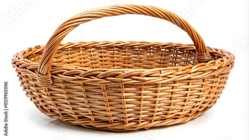 Close-Up vintage wicker basket isolated on white background