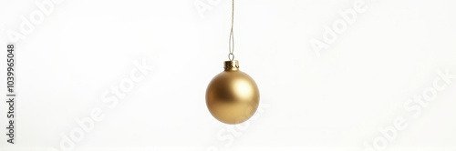 Elegant Gold Christmas Ornament on Bright White Background