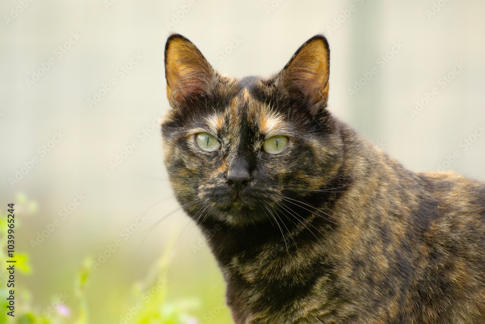 portrait of a tortoiseshell cat portrait of a tortoiseshell cat