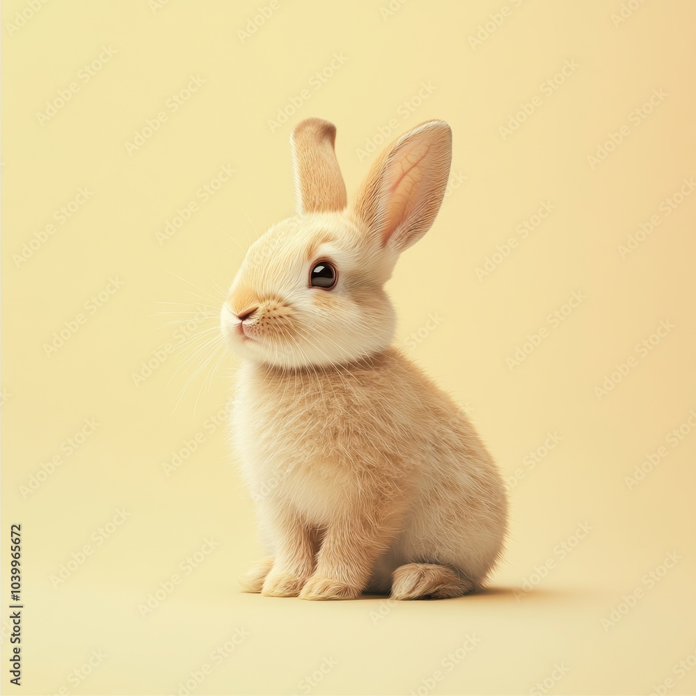 Picture with easter bunny. Small Brown Bunny Sitting with Ears Up Picture with easter bunny. Small Brown Bunny Sitting with Ears Up