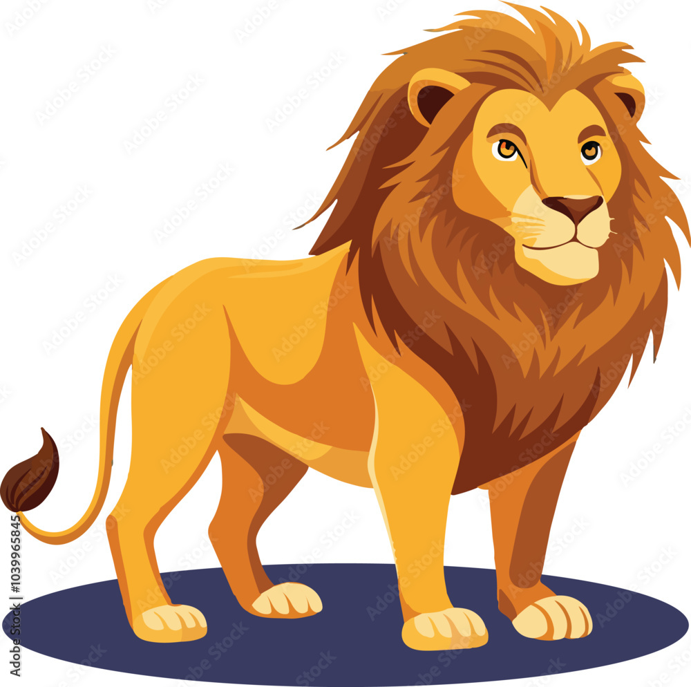 A lion is standing, cartoon lion illustration A lion is standing, cartoon lion illustration
