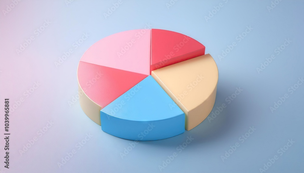 Obraz premium Colorful 3D pie chart on a solid pastel background