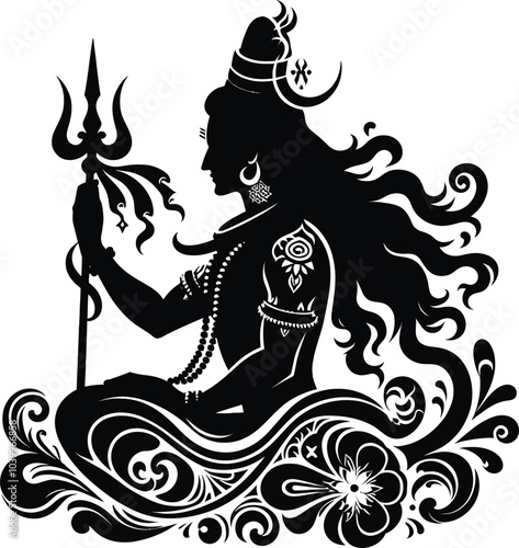 Lord Shiva Vector illustration shilloutee 