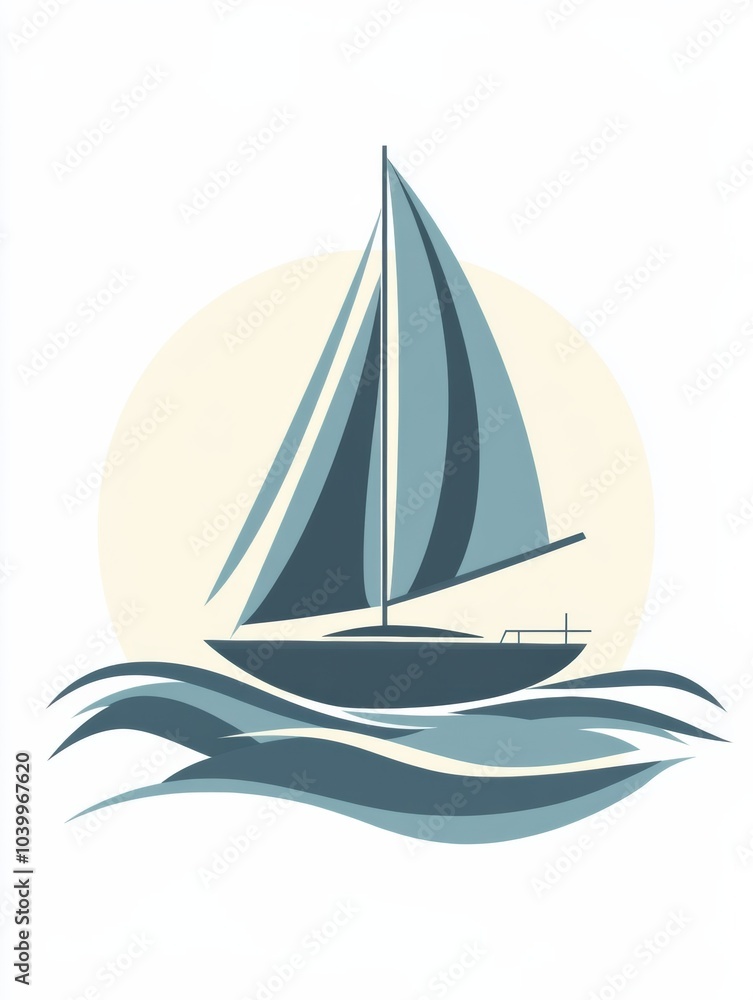 A sailboat navigates gently on tranquil waters, capturing the essence of peace and simplicity during a quiet evening. Generative AI A sailboat navigates gently on tranquil waters, capturing the essence of peace and simplicity during a quiet evening. Generative AI